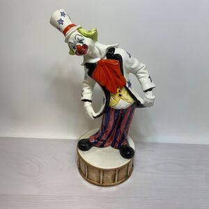 Vintage Tall CAPODIMONTE Clown - White Coat & Top Hat 18 in.